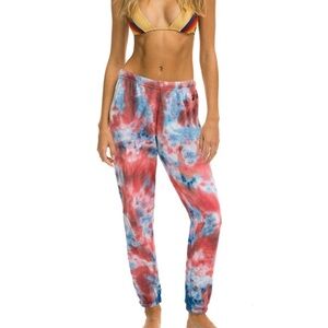 Aviator Nation Red and Blue Tie-Dye Sweatpants